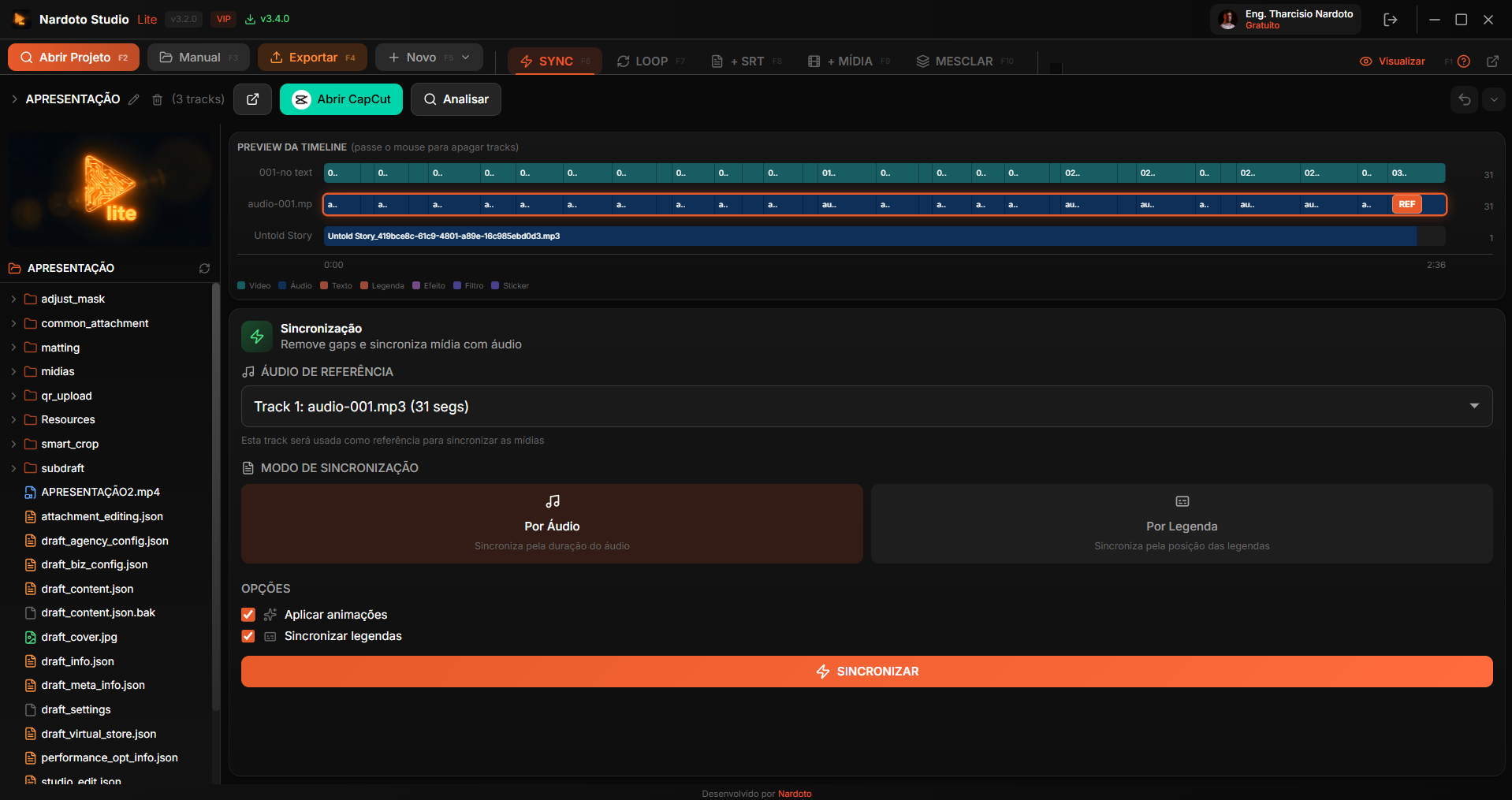 Projeto aberto com sincronização